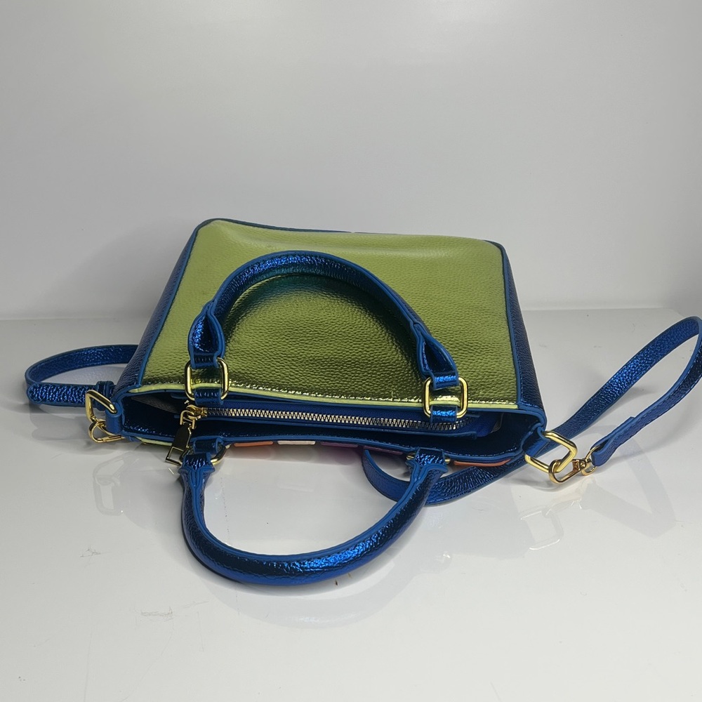 Metallic Multicolored Double Handle Crossbody Zip… - image 4